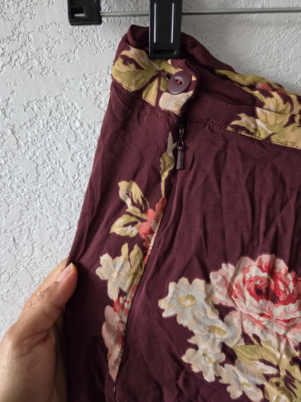 Eddie Bauer Burgundy Floral Circle Skirt - Picture 4 of 5